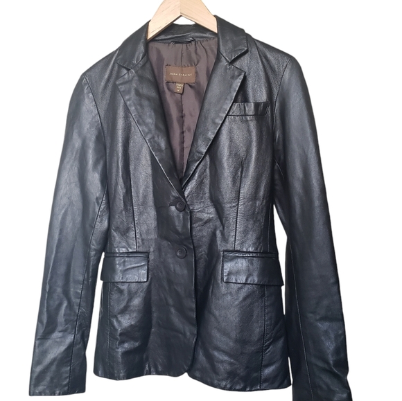 John Carlisle sz Medium genuine soft leather blazer jacket lightweight black - Picture 1 of 10